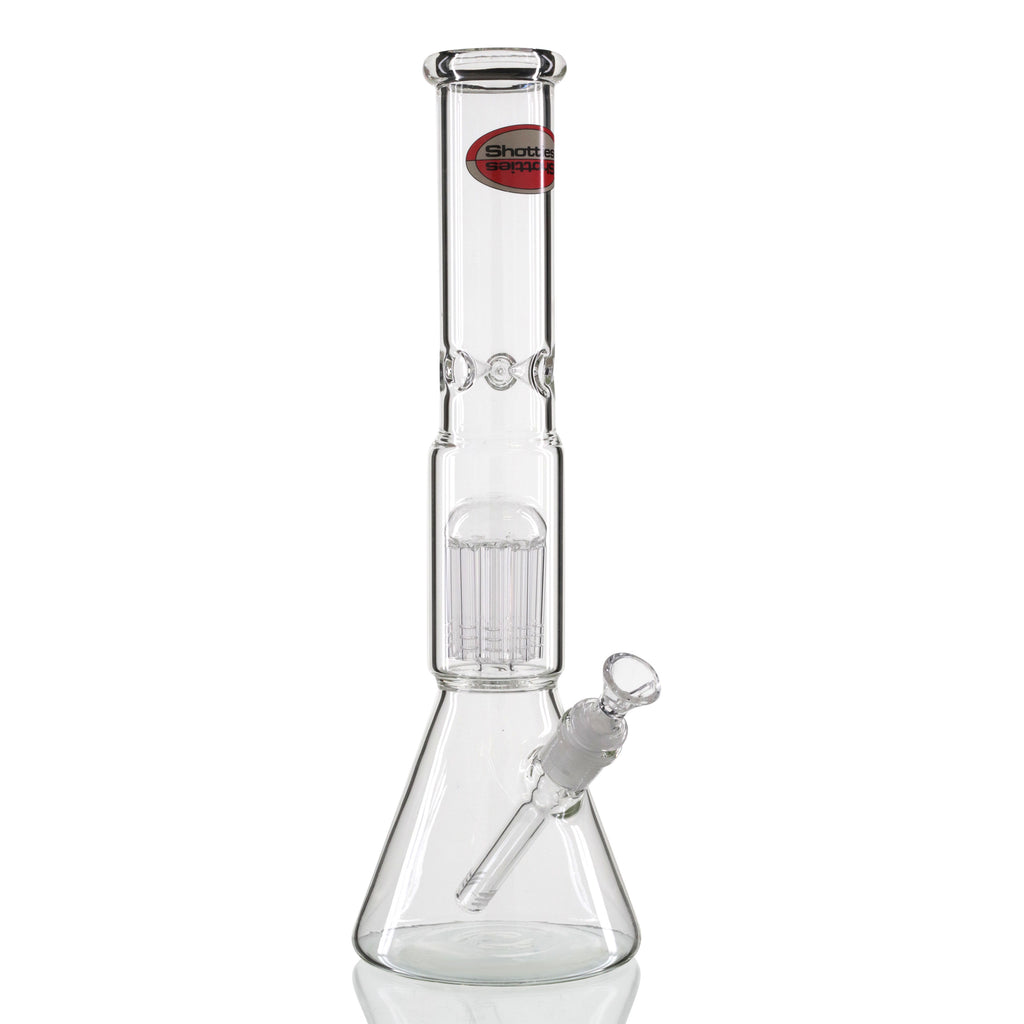 Shotties 40cm Glass Multi Arm Perc Beaker Bong - Clear front