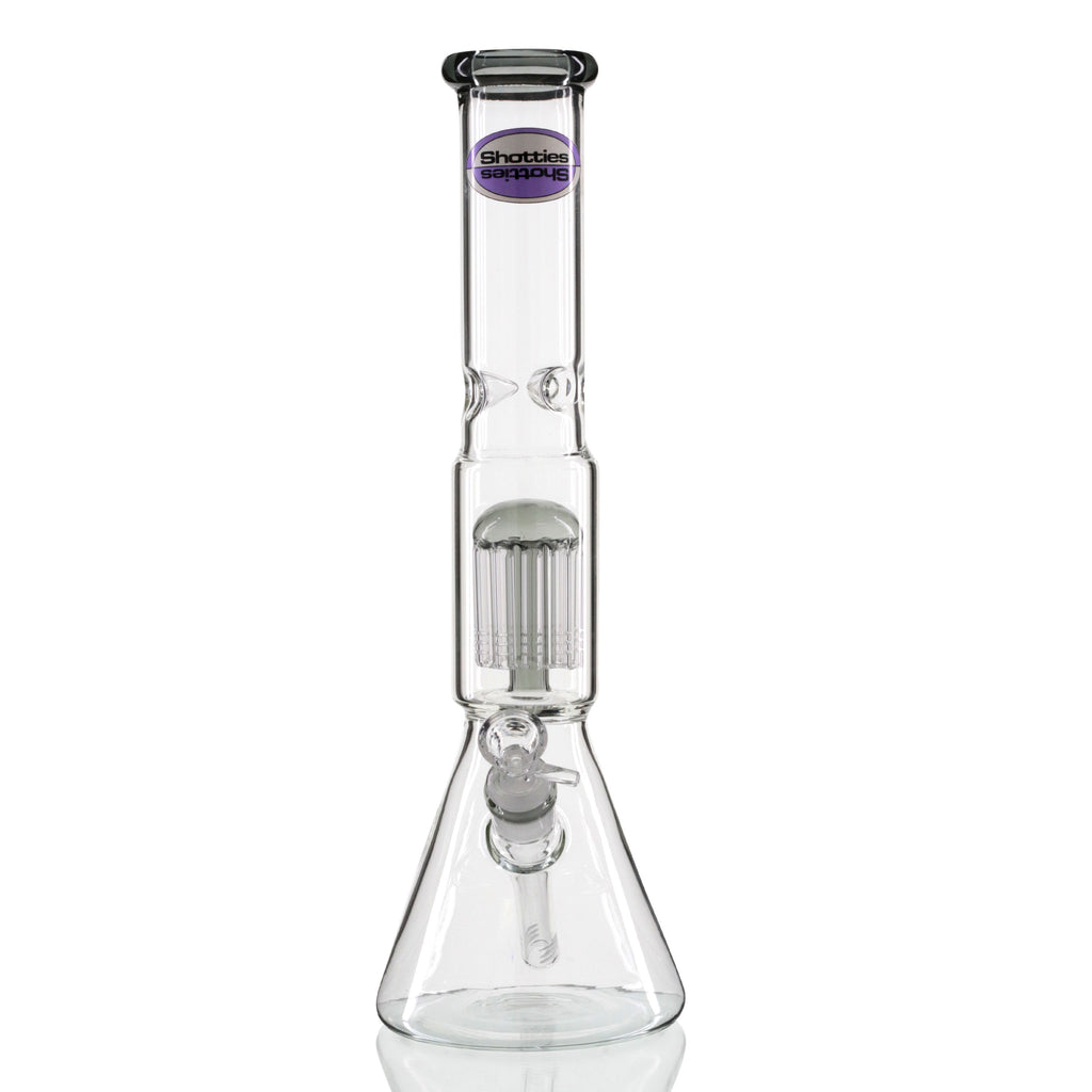 Shotties 40cm Glass Multi Arm Perc Beaker Bong - Clear/Smoke front