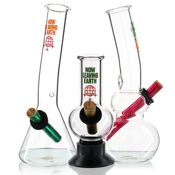 Double Bubble, Mini Bubble & Bent Neck Beaker Glass Bong Bundle - Now Leaving Earth