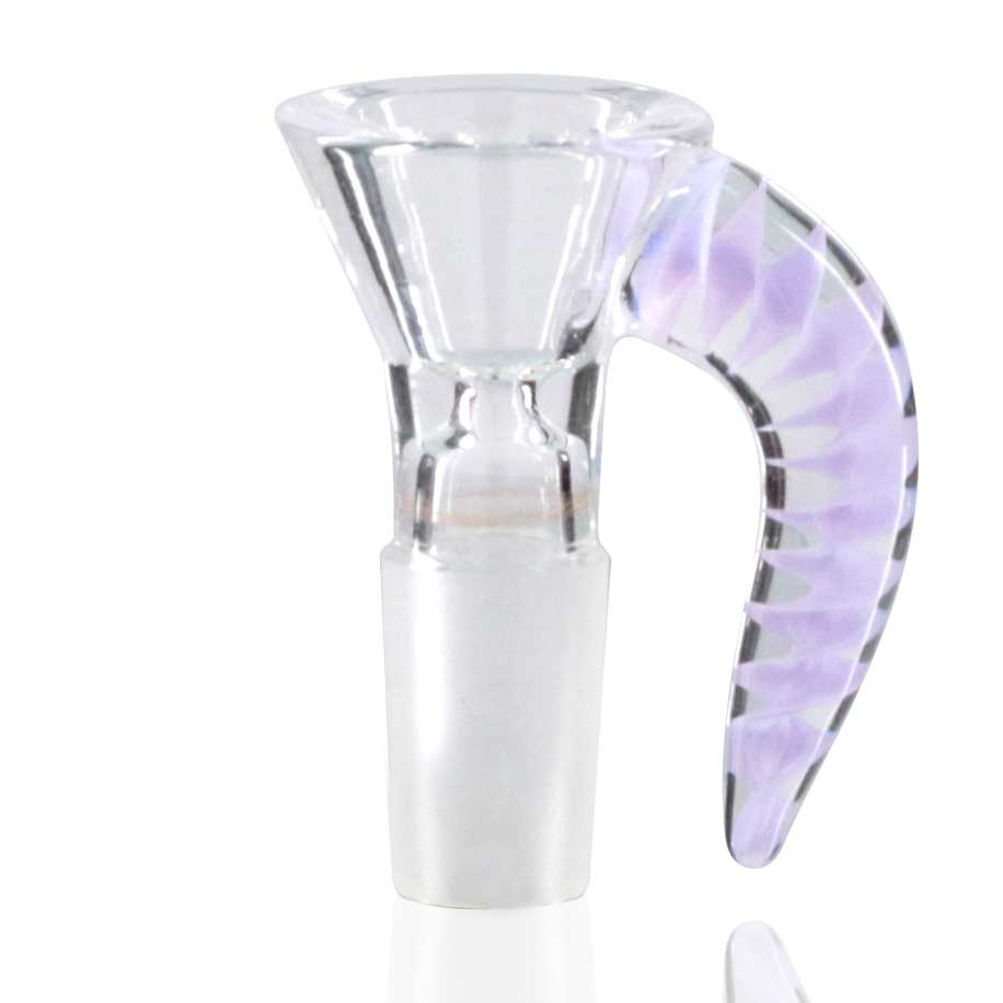 Lucky Goat - Glass Cone Piece (Bowl) 14mm Male - Clear/Purple Wing