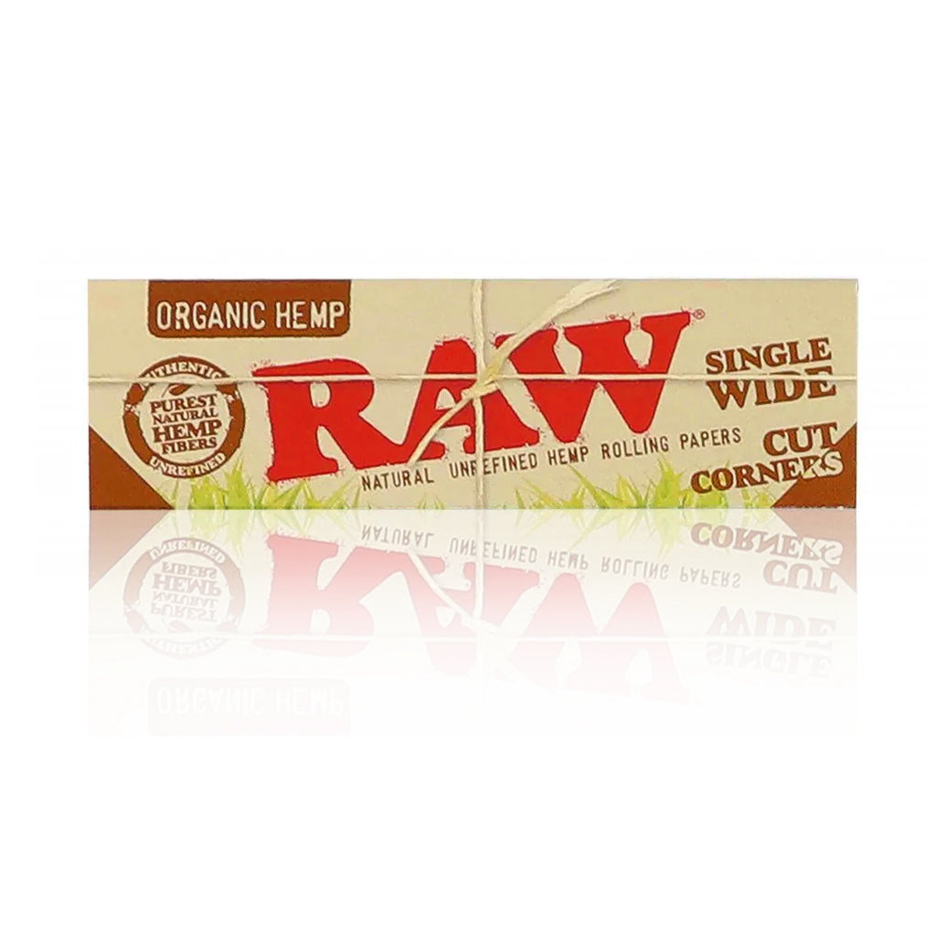 RAW SINGLE WIDE ORGANIC HEM CUT CORNERS ROLLING PAPERS