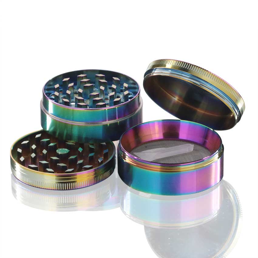 Round Metal Weed and Herb Grinder - Rainbow