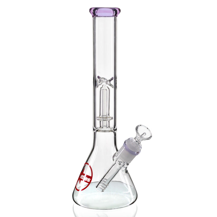 Shotties 30cm Single Fountain Glasss Beaker Bong - Clear/Purple front