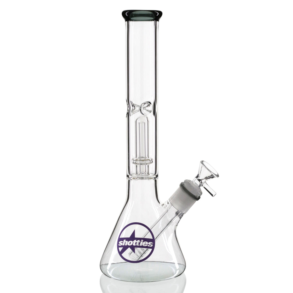 Shotties 30cm Single Fountain Glasss Beaker Bong -Clear/Smoke left