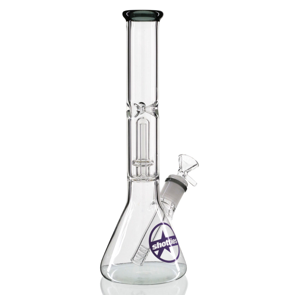 Shotties 30cm Single Fountain Glasss Beaker Bong -Clear/Smoke back