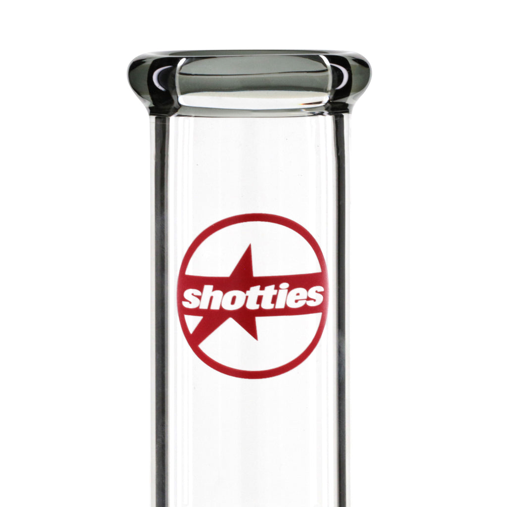 Shotties 35cm Glass Slit Diffuser Pillar Bong - Clear/Smoke shotties logo stem