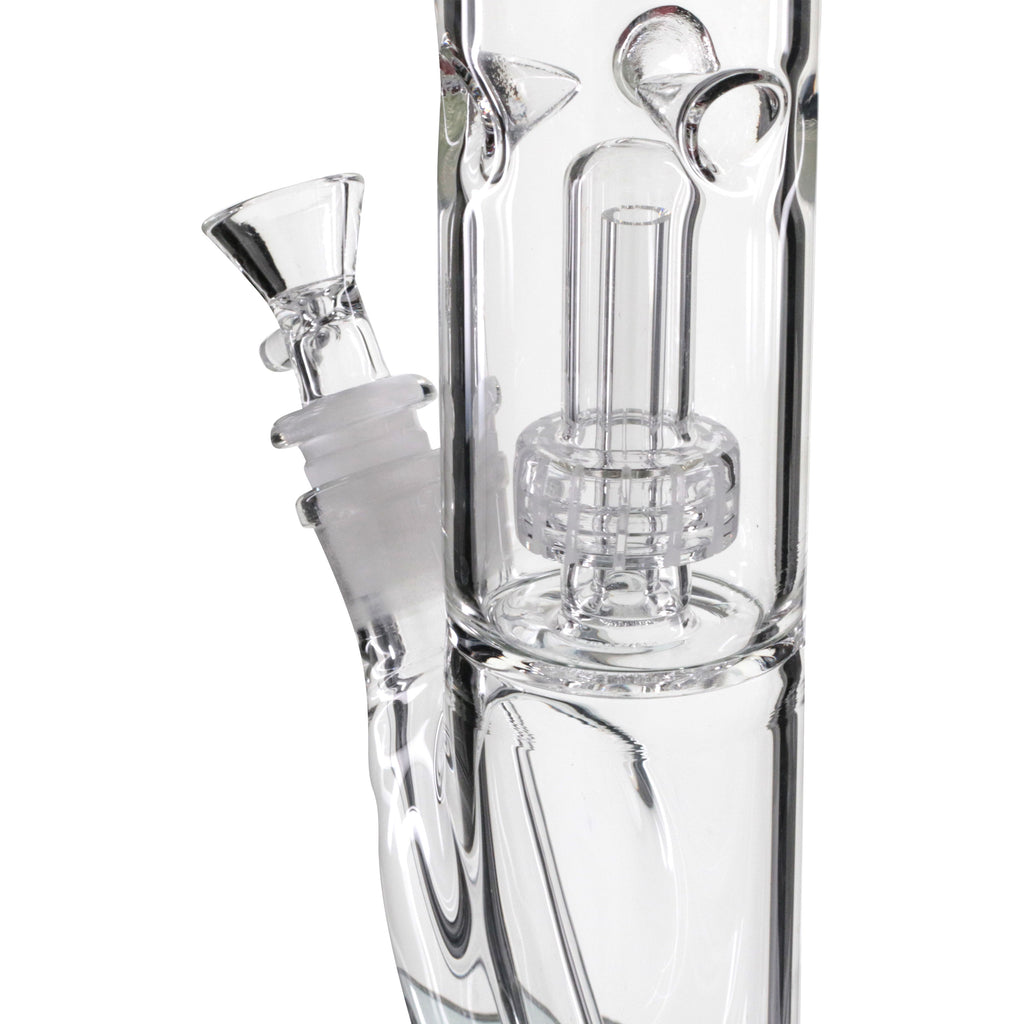 Shotties 35cm Glass Slit Diffuser Pillar Bong - Clear/Smoke close up bowl