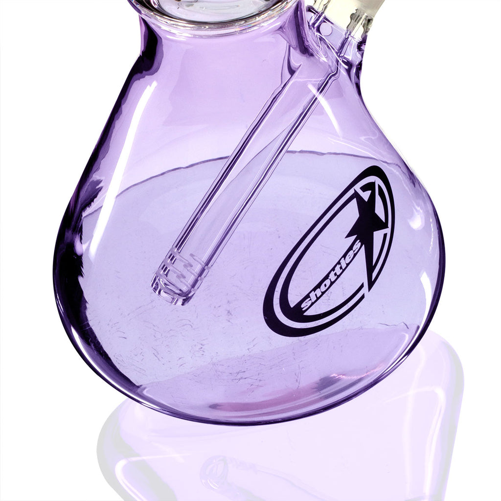 Shotties 40cm Glass Slit Fountain Beaker Bong - Clear/Purple base logo