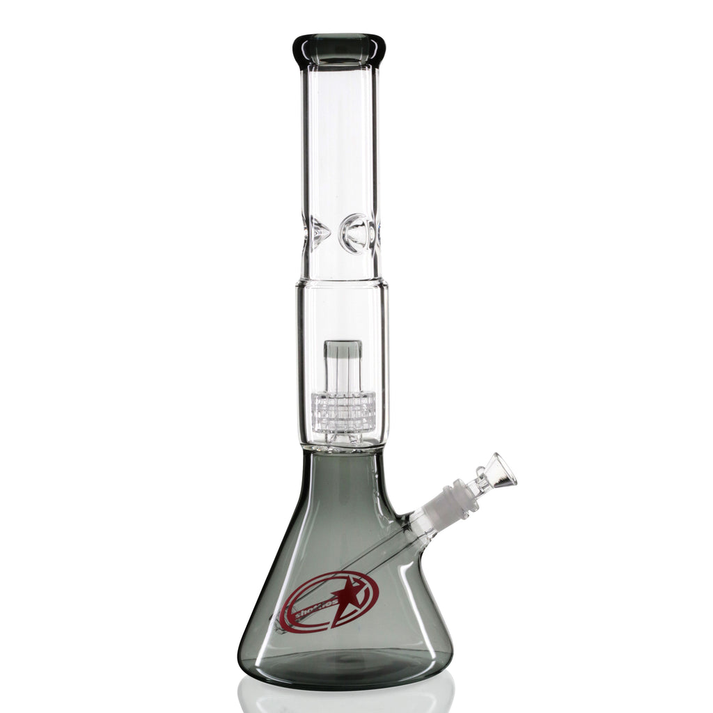 Shotties 40cm Glass Slit Fountain Beaker Bong - Clear/Smoke right