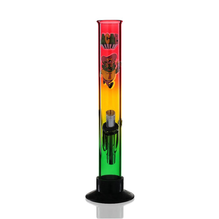 Large Tube 33cm Glass Bong - Bong Chill Park ACAB Rasta front