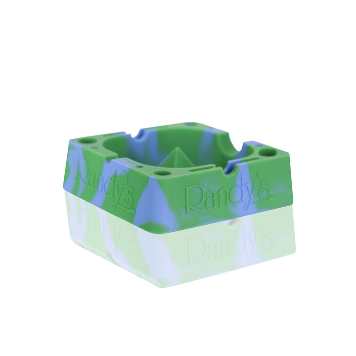 Randy's - 18cm Square Silicone Ash tray - Marbled Green & Blue