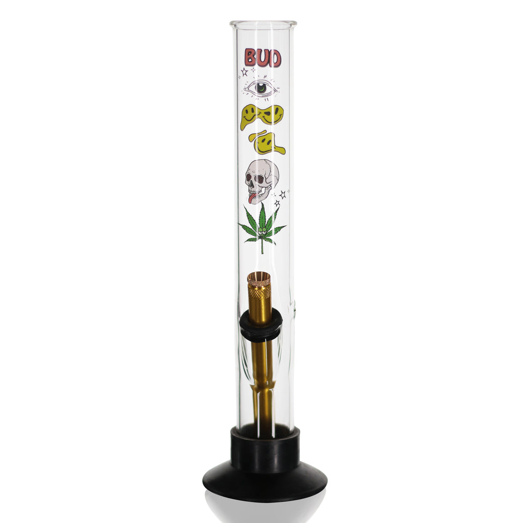 Large Tube 33cm Glass Bong - Clear Best Buds front tilt