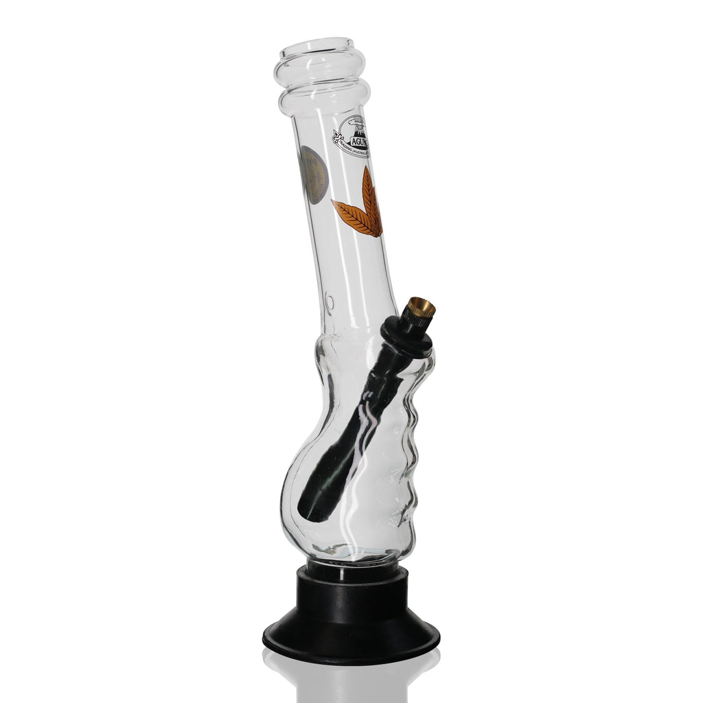 Agung - 33cm Tall Glass Leaf Gripper Bong - Black