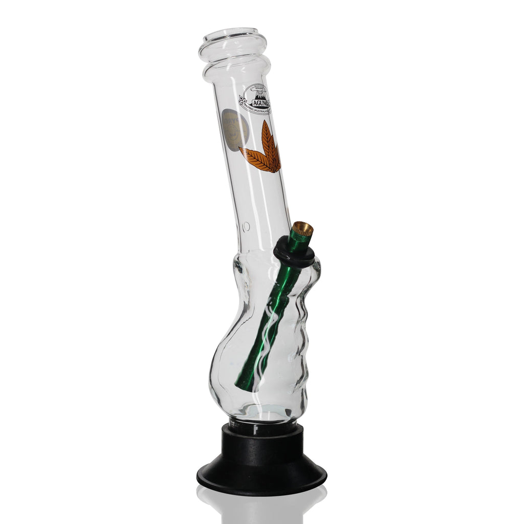 Agung - 33cm Tall Glass Leaf Gripper Bong - Green