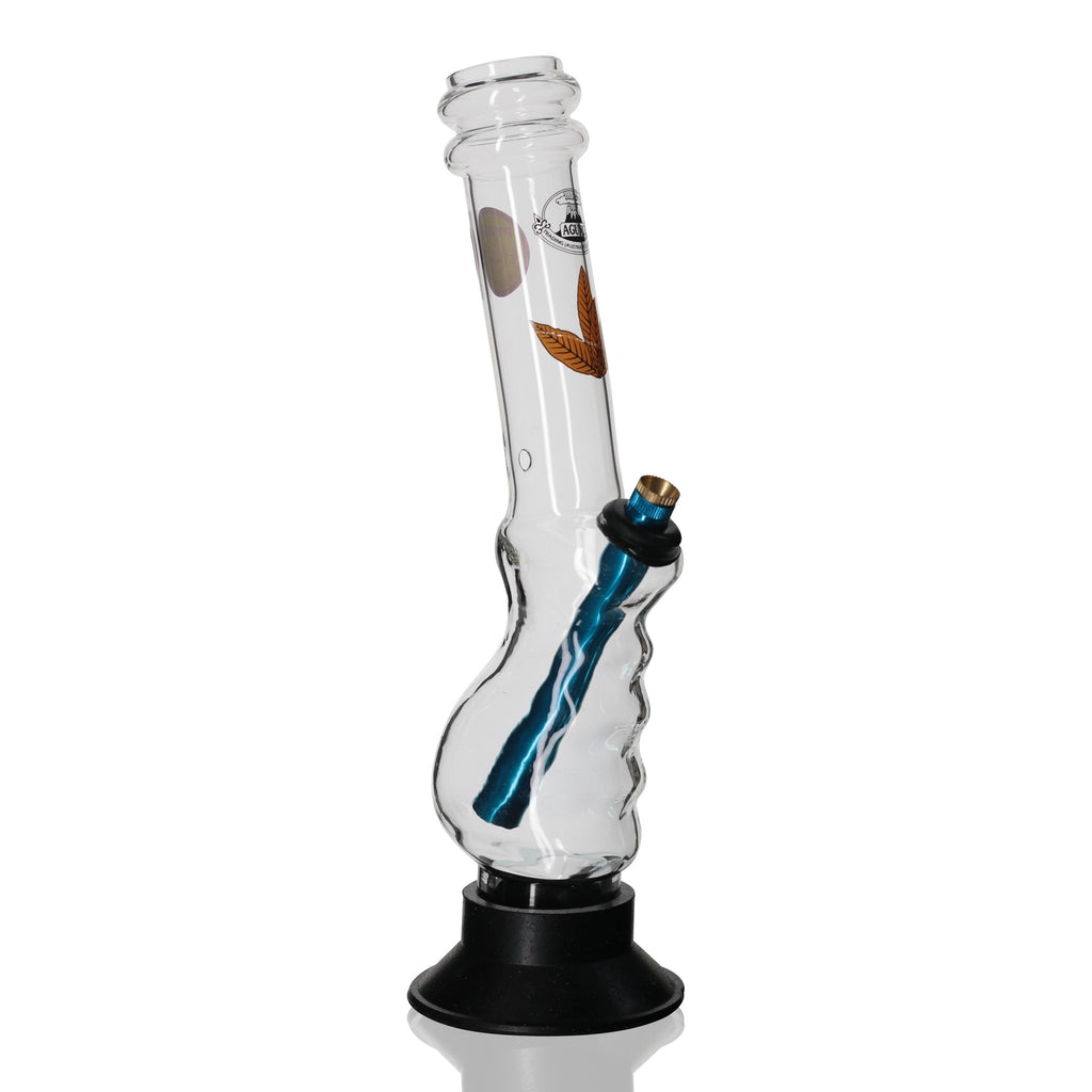 Agung - 33cm Tall Glass Leaf Gripper Bong - Light Blue