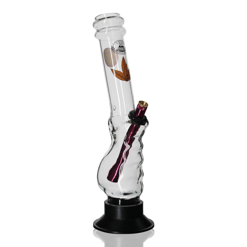 Agung - 33cm Tall Glass Leaf Gripper Bong - Pink