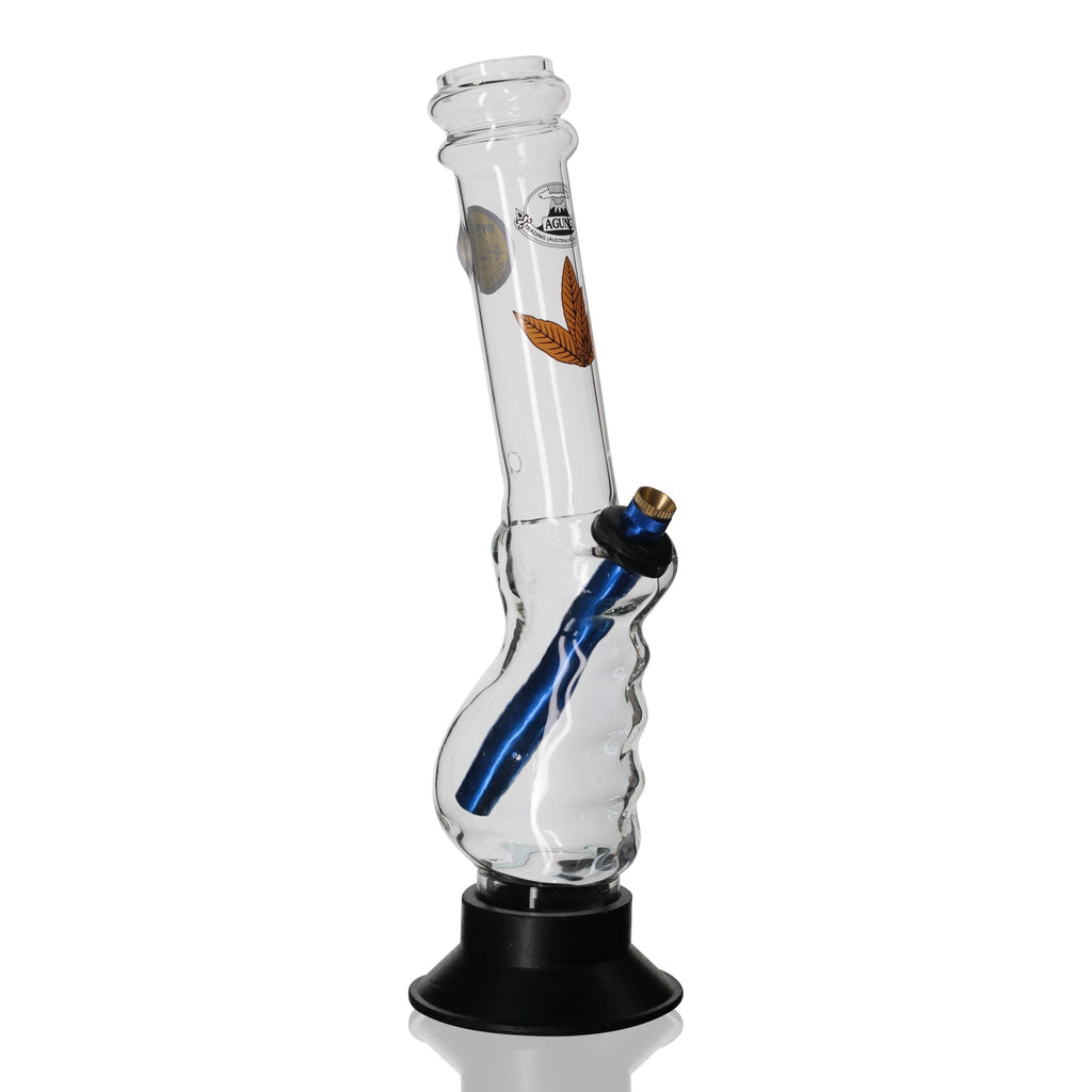 Agung - 33cm Tall Glass Leaf Gripper Bong - Royal Blue