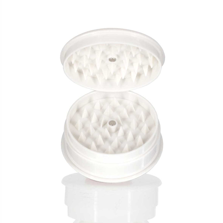 Plastic Herb Grinder Round - White open