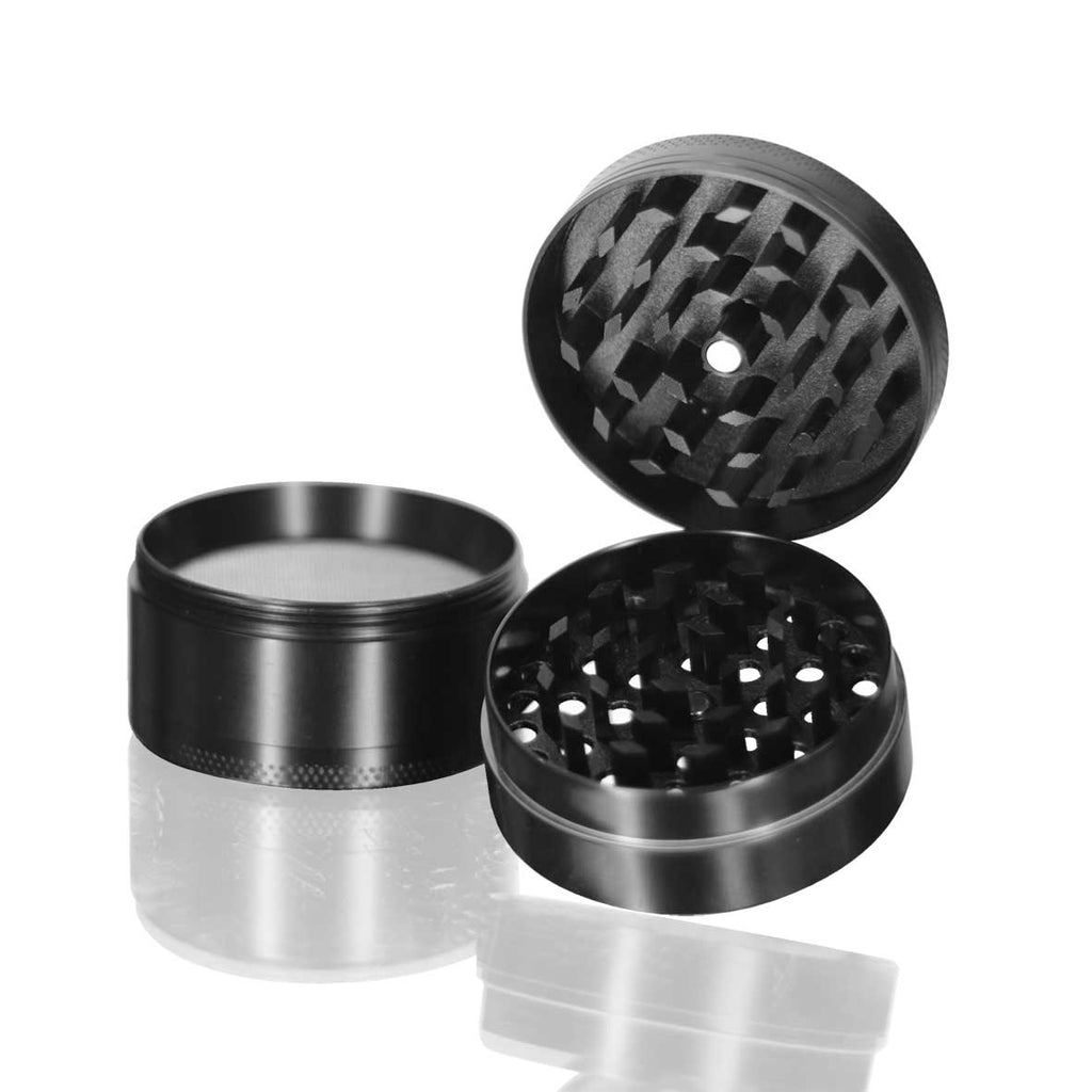 Round Metal Weed and Herb Grinder - Black