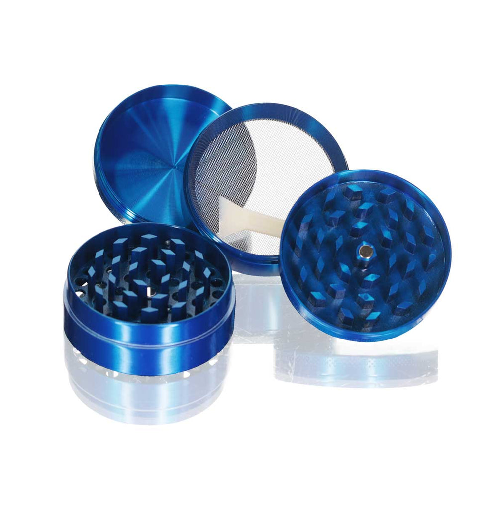 Round Metal Weed and Herb Grinder - Blue