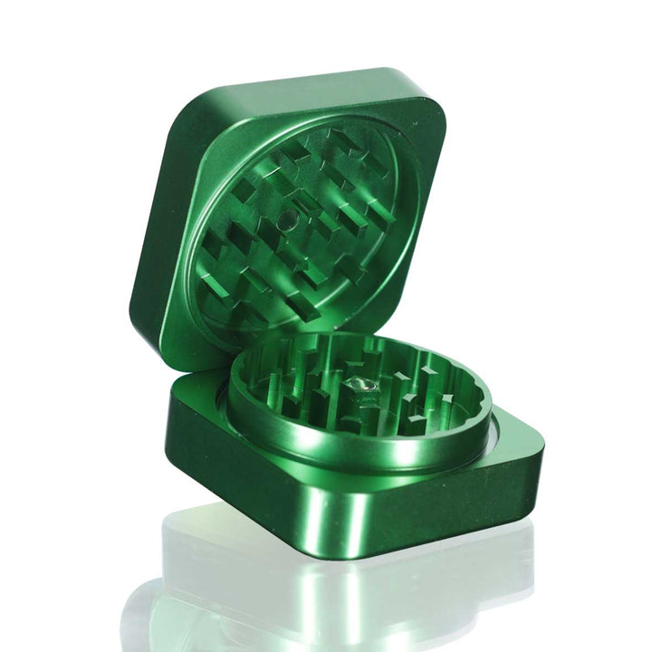 Square Stainless Steel Metal Herb Grinder - Green