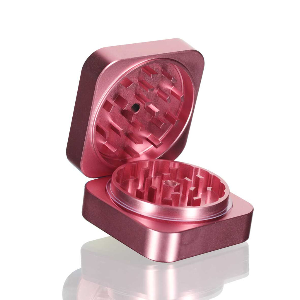 Square Stainless Steel Metal Herb Grinder - Pink