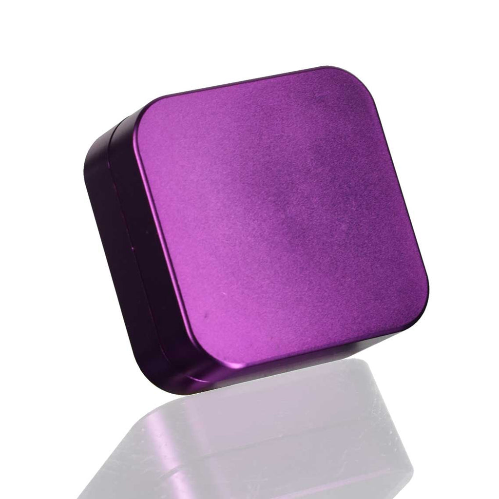 Square Stainless Steel Metal Herb Grinder - Purple closed