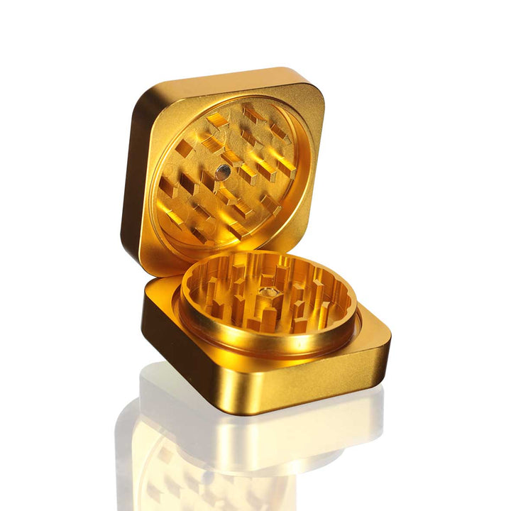 Square Stainless Steel Metal Herb Grinder - Gold